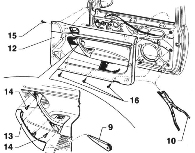 Снятие и установка обивки передней двери (для применения на моделе ford expedition i / ford f-150 x)